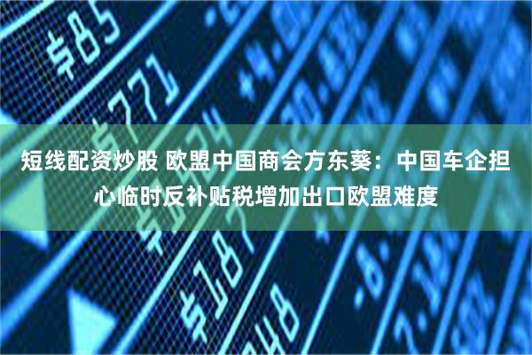 短线配资炒股 欧盟中国商会方东葵：中国车企担心临时反补贴税增加出口欧盟难度