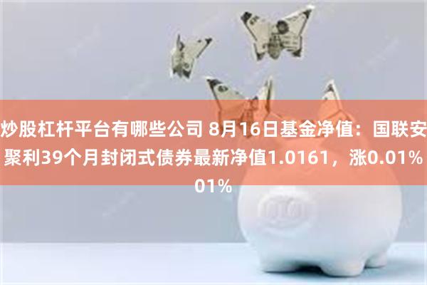 炒股杠杆平台有哪些公司 8月16日基金净值：国联安聚利39个月封闭式债券最新净值1.0161，涨0.01%