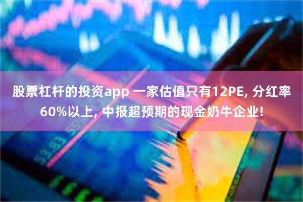 股票杠杆的投资app 一家估值只有12PE, 分红率60%以上, 中报超预期的现金奶牛企业!