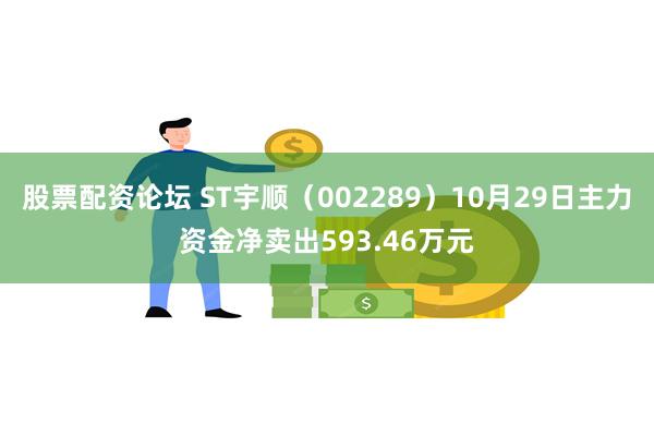 股票配资论坛 ST宇顺（002289）10月29日主力资金净卖出593.46万元